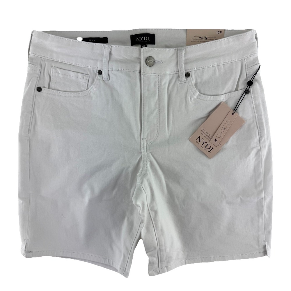 NYDJ Ella Denim Jean Shorts Size 12P Optic White Lift Tuck Technology